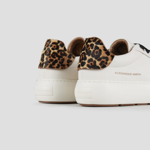 ALEXANDER SMITH Soho Donna in morbida pelle bianca e tallone in cavallino maculato