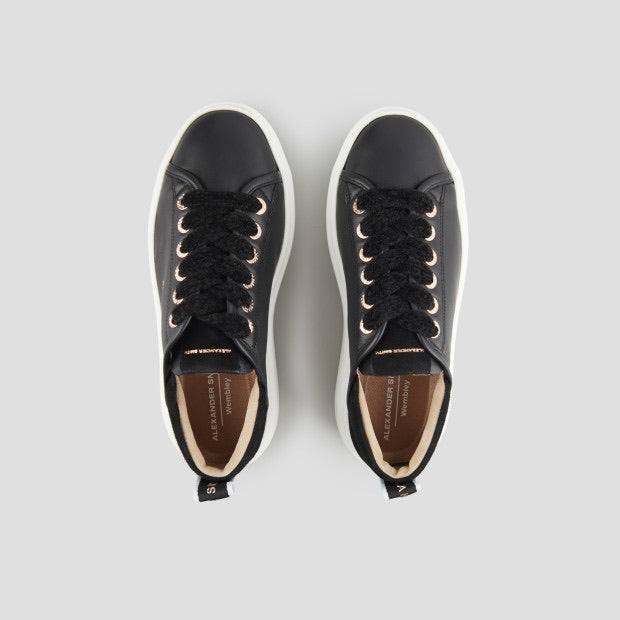 ALEXANDER SMITH Wembley Alta Donna in morbida pelle nera e tallone in suede