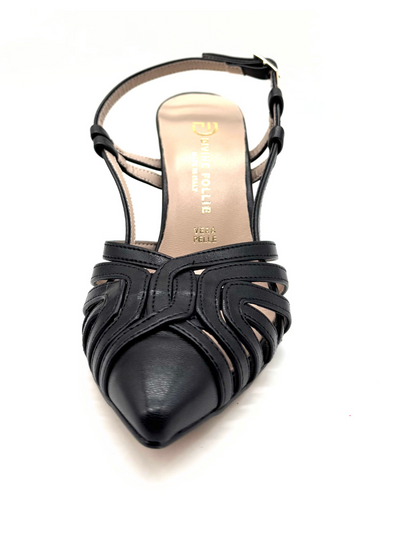 Divine Follie - Slingbag intrecciata in pelle nera