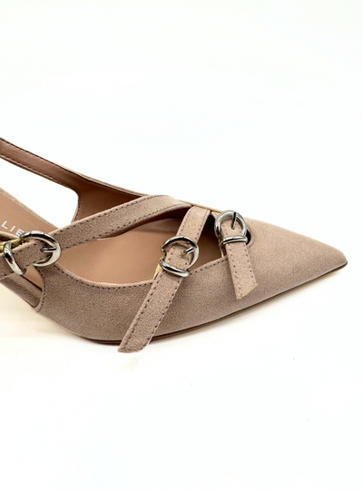 Divine Follie - Slingback scamosciata color taupe