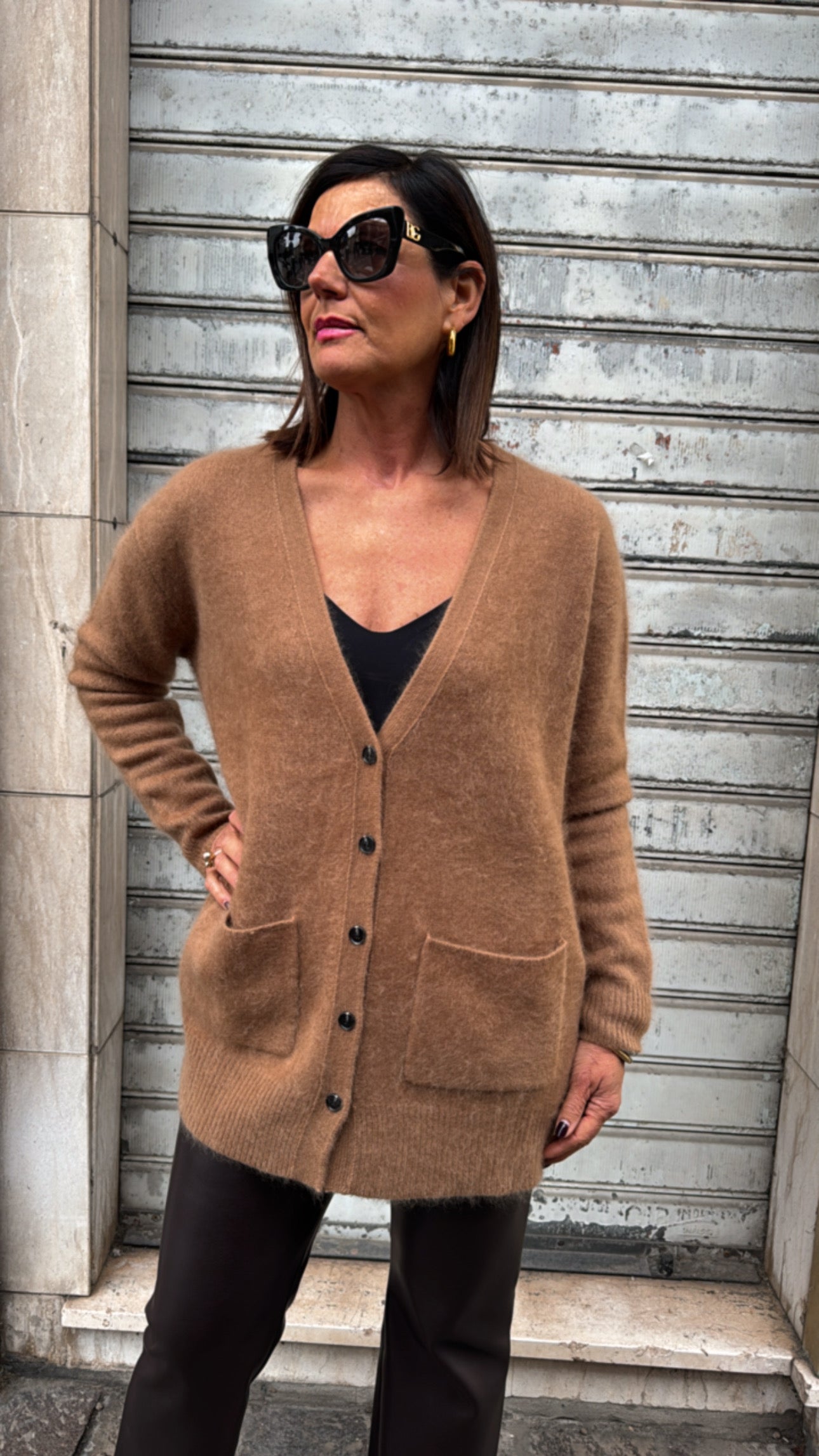 TENSIONE IN CARDIGAN LUNGO CAMMELLO