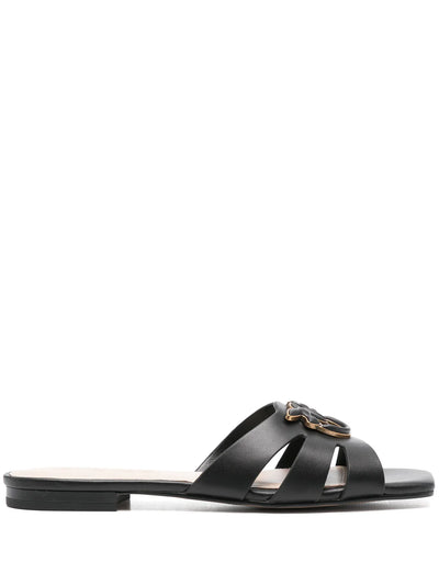 Pinko Ciabattine nero  in nappa con logo uccellini