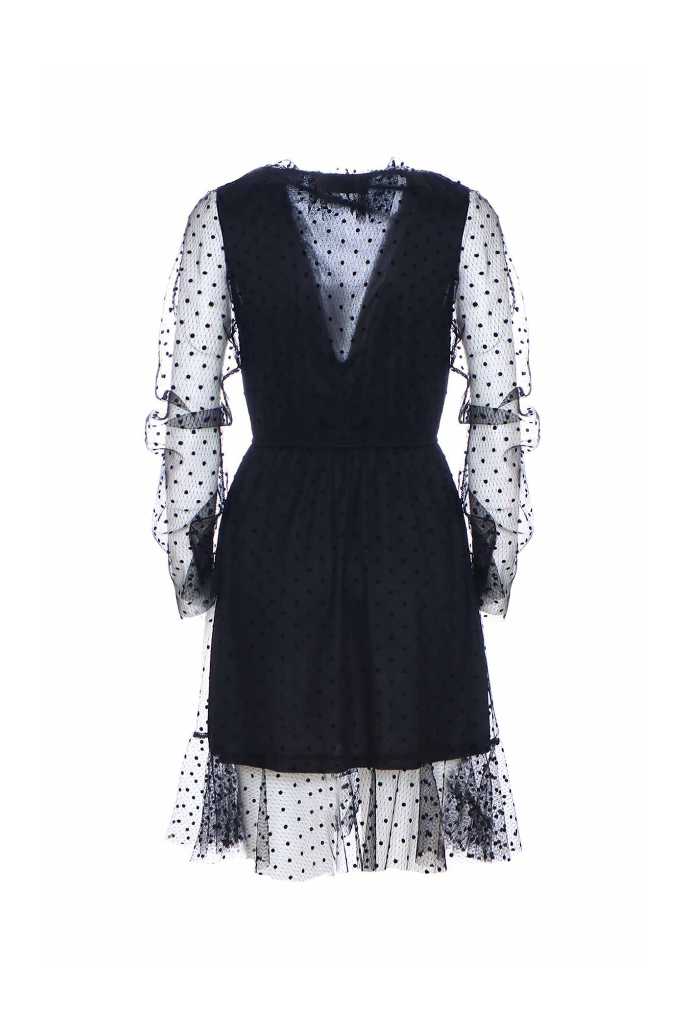 Soallure - ABITO CORTO TULLE POIS FLOCK Black