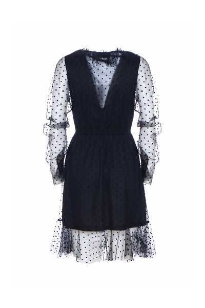 Soallure - ABITO CORTO TULLE POIS FLOCK Black