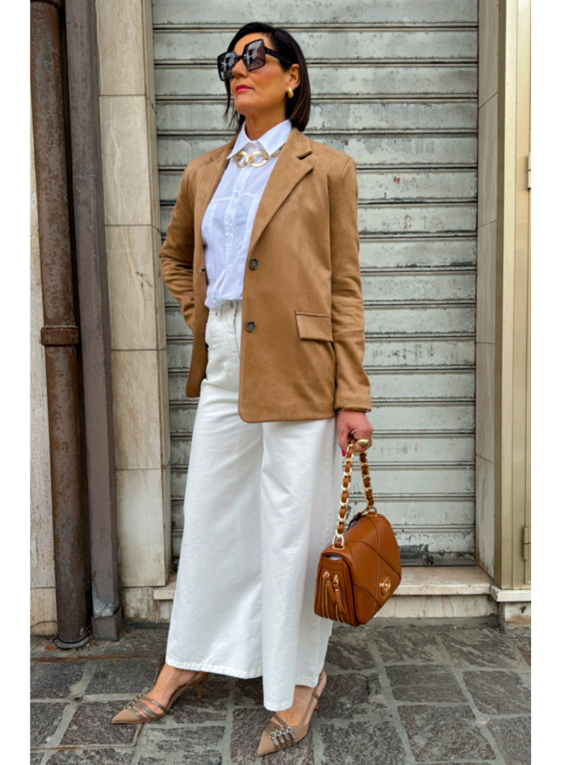 Haveone - Blazer scamosciato miele