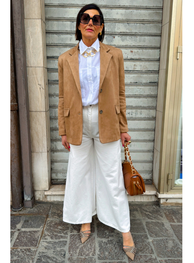 Haveone - Blazer scamosciato miele
