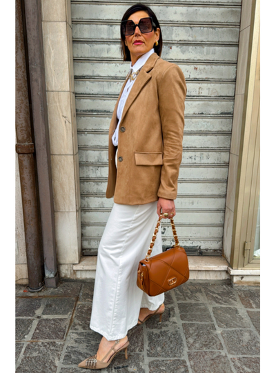 Haveone - Blazer scamosciato miele