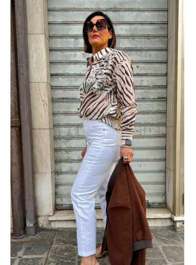 Tensione in - Camicia animaliar con rose