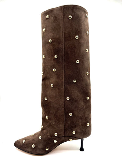 DIVINE FOLLIE STIVALE ALTO AISHA 2761 BORCHIE testa di moro