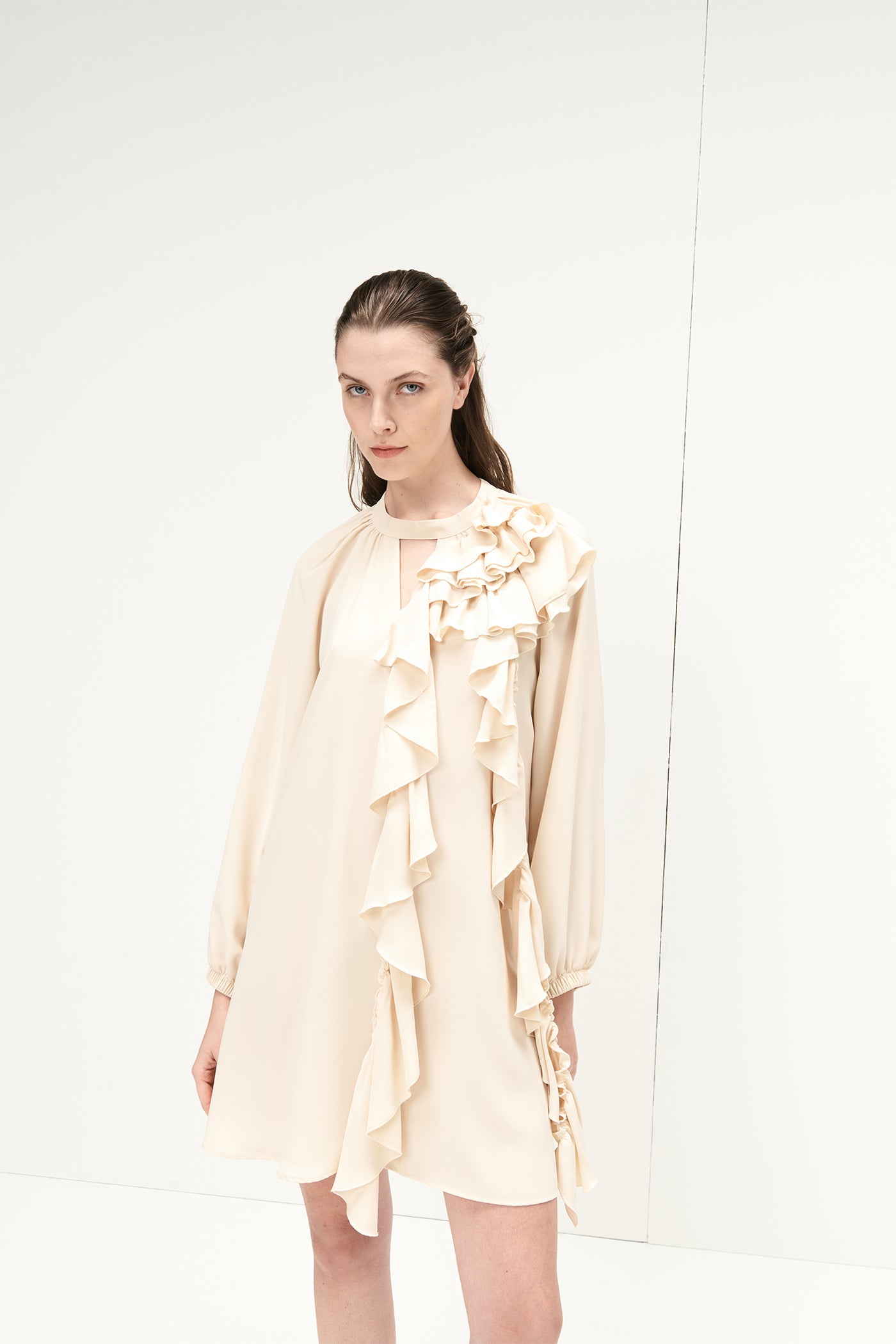 Soallure - ABITO TUNICA VOLANT CREPE DE CHINE