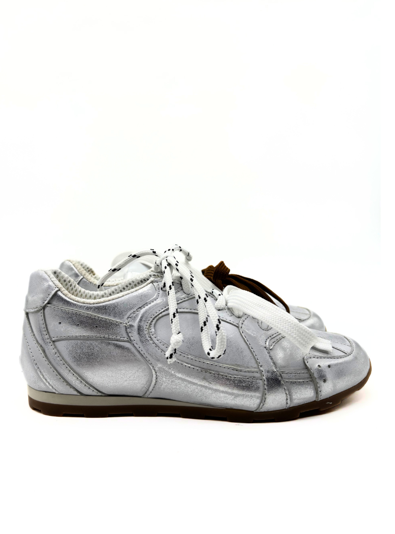 DIVINE FOLLIE - SNEAKERS laminata argento