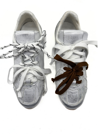 DIVINE FOLLIE - SNEAKERS laminata argento