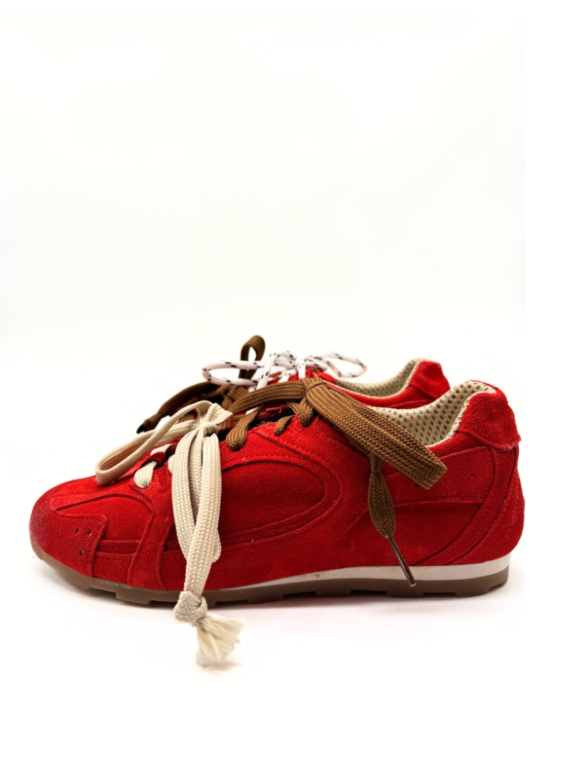 DIVINE FOLLIE - SNEAKERS SUEDE COLOR ROSSO