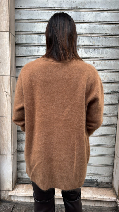 TENSIONE IN CARDIGAN LUNGO CAMMELLO