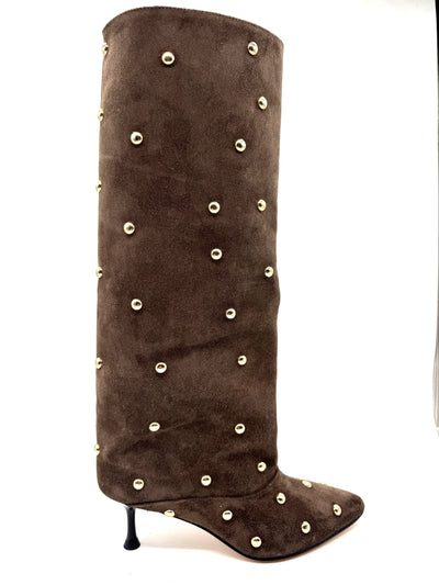 DIVINE FOLLIE STIVALE ALTO AISHA 2761 BORCHIE testa di moro