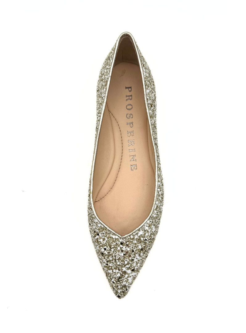 Prosperine Ballerina glitter oro e bianco – carezzafashion
