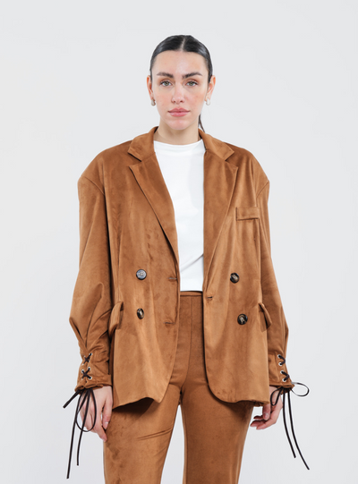Haveone - Giacca in suede cammello