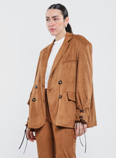Haveone - Giacca in suede cammello