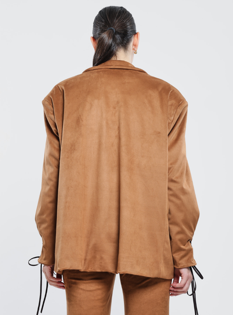 Haveone - Giacca in suede cammello
