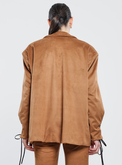 Haveone - Giacca in suede cammello