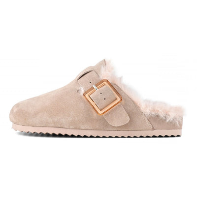 COLORS OF CALIFORNIA - Sabot in pelle scamosciata con fodera in pelo Light Pink