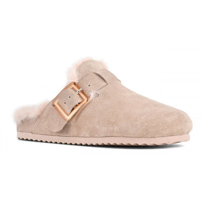 COLORS OF CALIFORNIA - Sabot in pelle scamosciata con fodera in pelo Light Pink