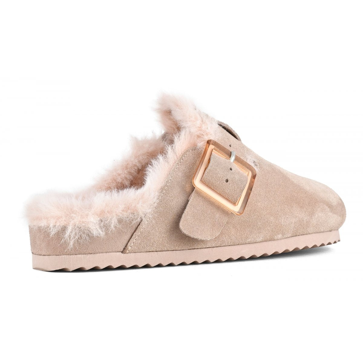 COLORS OF CALIFORNIA - Sabot in pelle scamosciata con fodera in pelo Light Pink