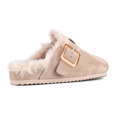 COLORS OF CALIFORNIA - Sabot in pelle scamosciata con fodera in pelo Light Pink