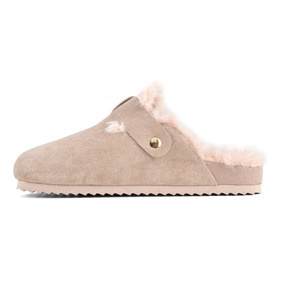 COLORS OF CALIFORNIA - Sabot in pelle scamosciata con fodera in pelo Light Pink
