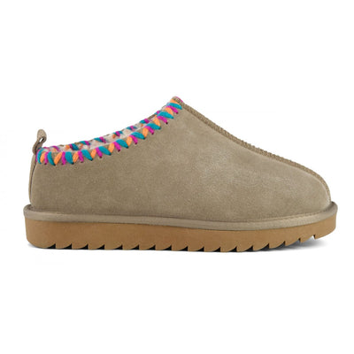 COLORS OF CALIFORNIA - Sabot in pelle scamosciata con cuciture Taupe