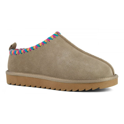 COLORS OF CALIFORNIA - Sabot in pelle scamosciata con cuciture Taupe