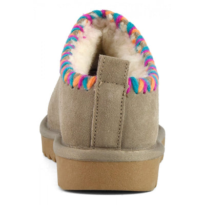 COLORS OF CALIFORNIA - Sabot in pelle scamosciata con cuciture Taupe