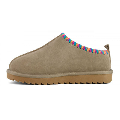 COLORS OF CALIFORNIA - Sabot in pelle scamosciata con cuciture Taupe