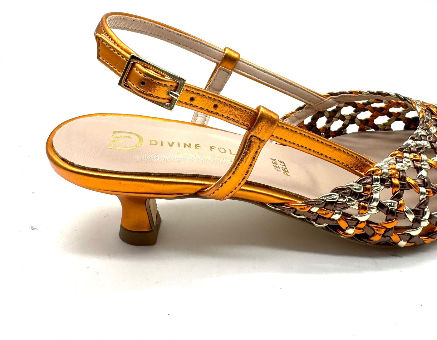 Divine Follie - Sandalo in rafia Arancio Oro