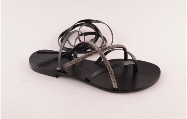 DIVINE FOLLIE SANDALI ALLA SCHIAVA STRASS NERO