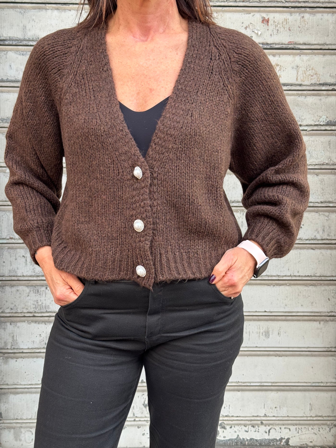 HAVEONE MAGLIONE CARDIGAN MORO  JIT-PO21