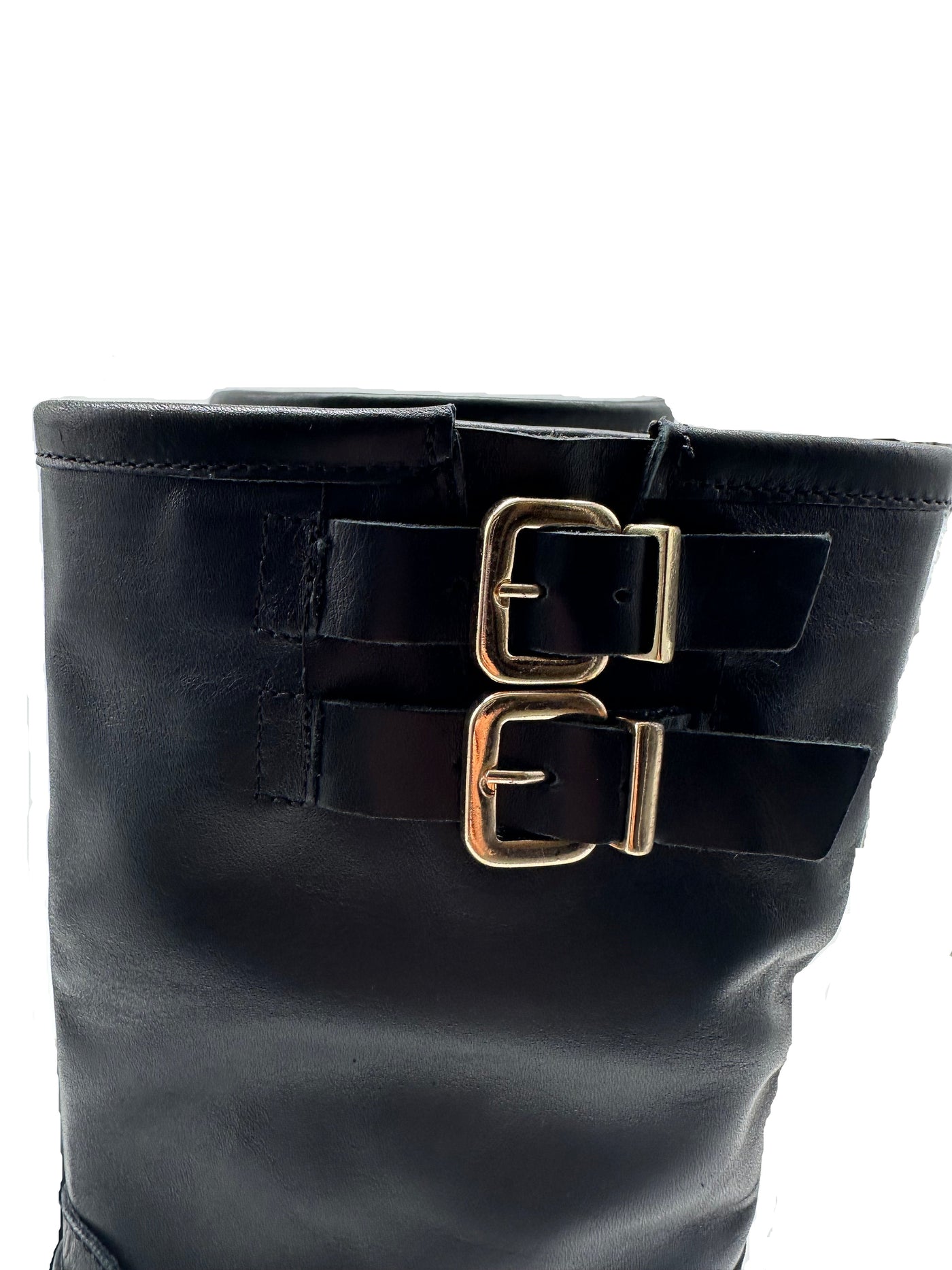 DIVINE FOLLIE - Biker con Fibbie Gold Punta Stondata Black