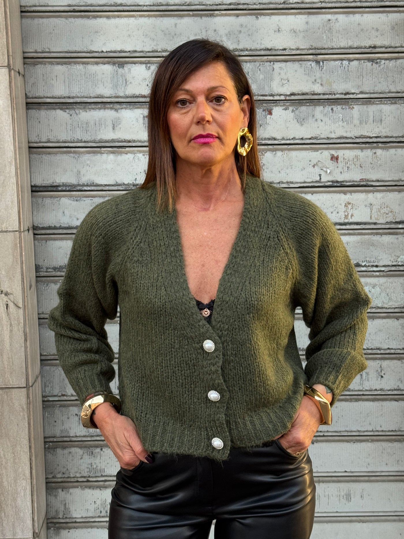 HAVEONE CARDIGAN VERDE PERLE