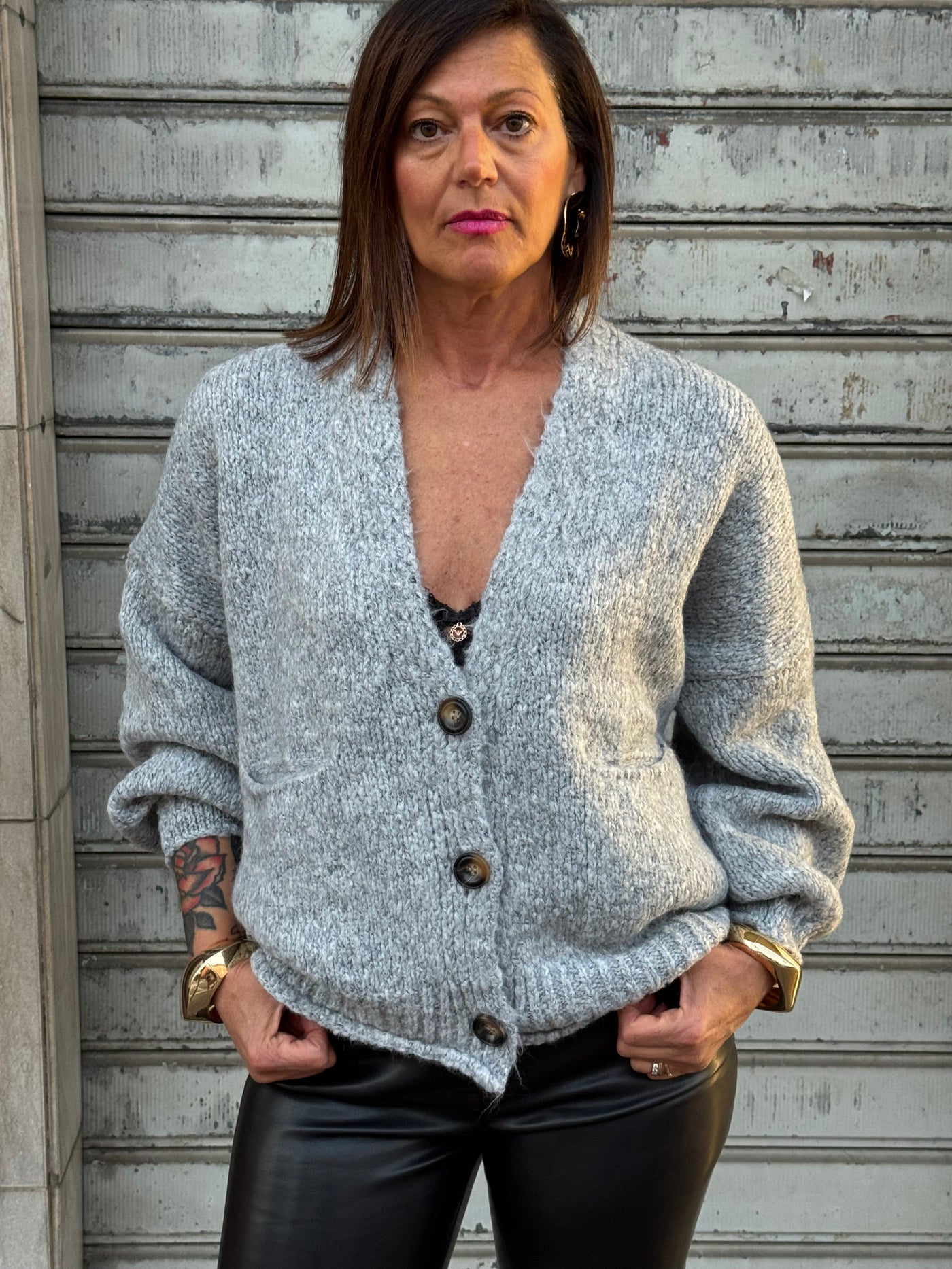 HAVEONE CARDIGAN GRIGIO PERLA