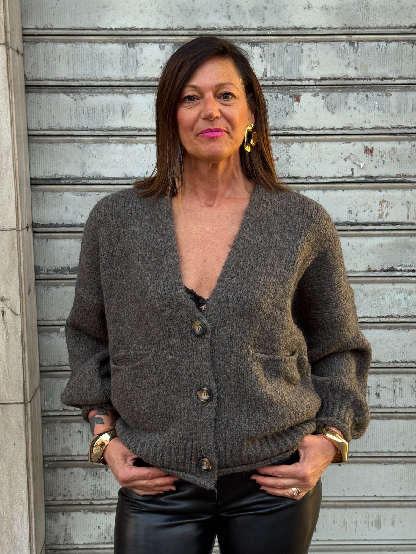 HAVEONE CARDIGAN CON BOTTONI TAUPE
