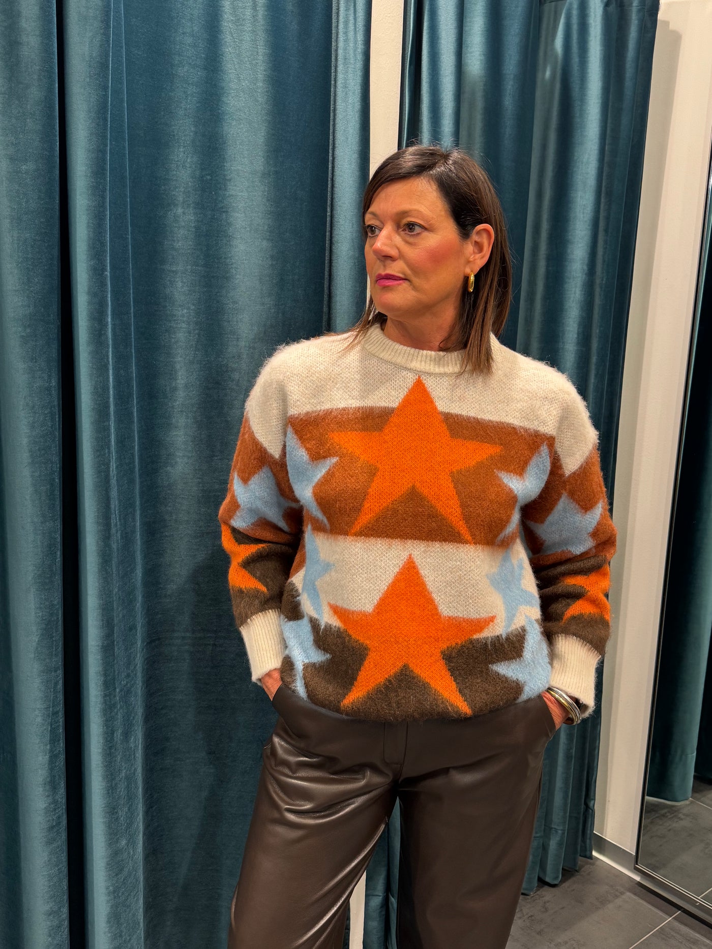 HAVEONE MAGLIA STELLA TERRA PANNA