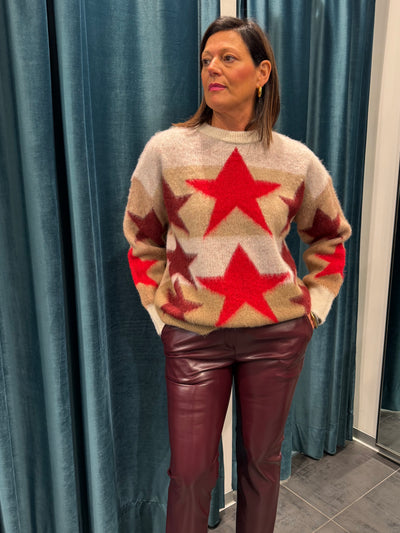 HAVEONE MAGLIA STELLA CAMMELLO PANNA