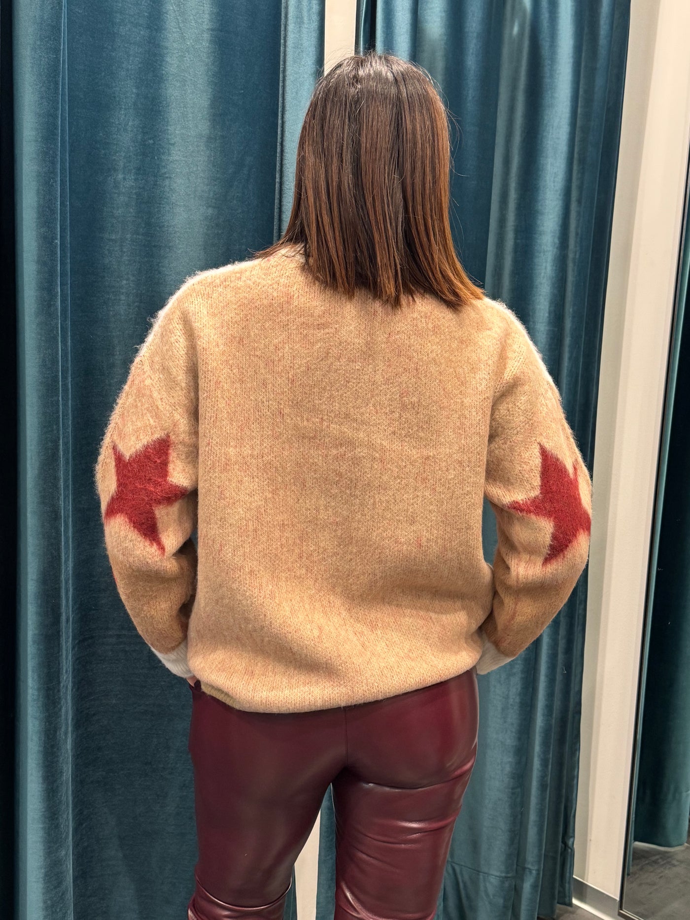 HAVEONE MAGLIA STELLA CAMMELLO PANNA