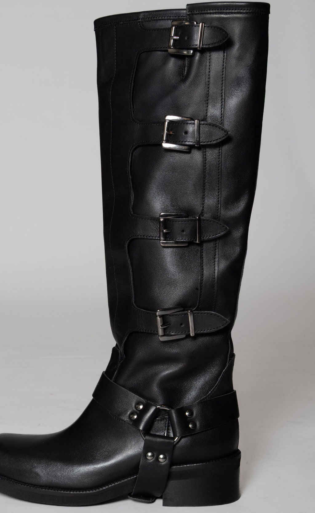 DIVINE FOLLIE BIKER ALTO CON FIBBIE NERO
