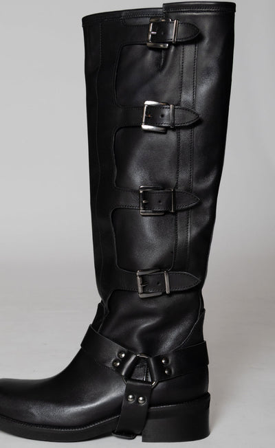 DIVINE FOLLIE BIKER ALTO CON FIBBIE NERO