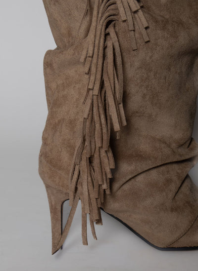 DIVINE FOLLIE KONTATTO STIVALE FRANGE BEIGE