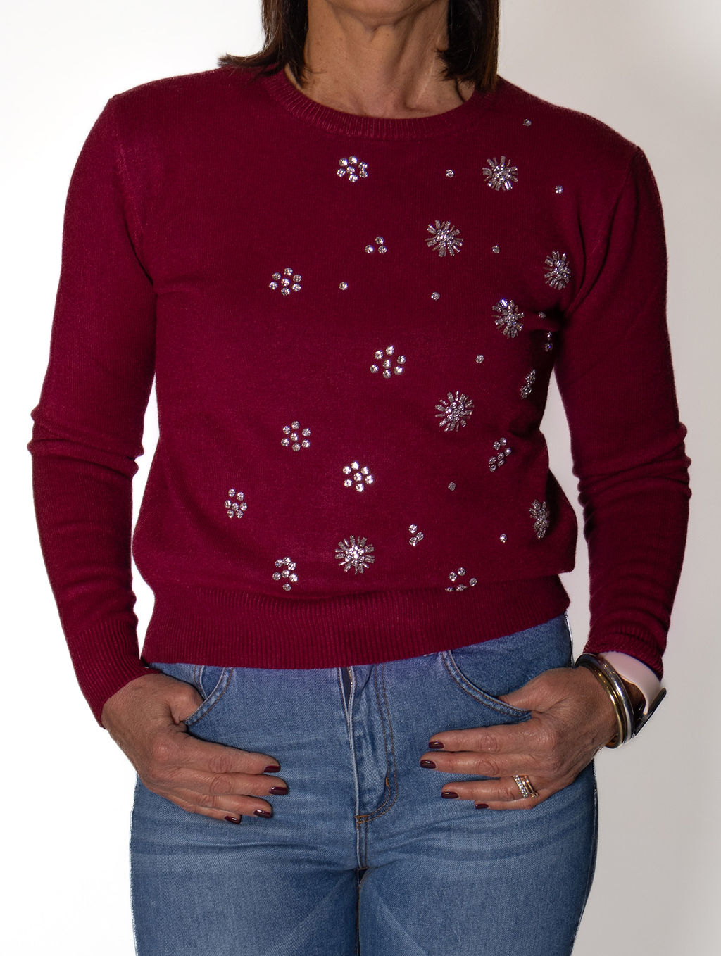 MOTEL MAGLIA SWAROVSKI BORDEAUX