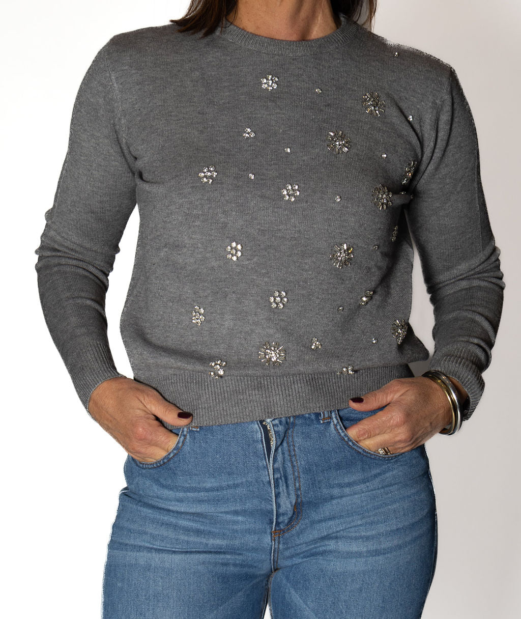 MOTEL MAGLIA SWAROVSKI GRIGIO