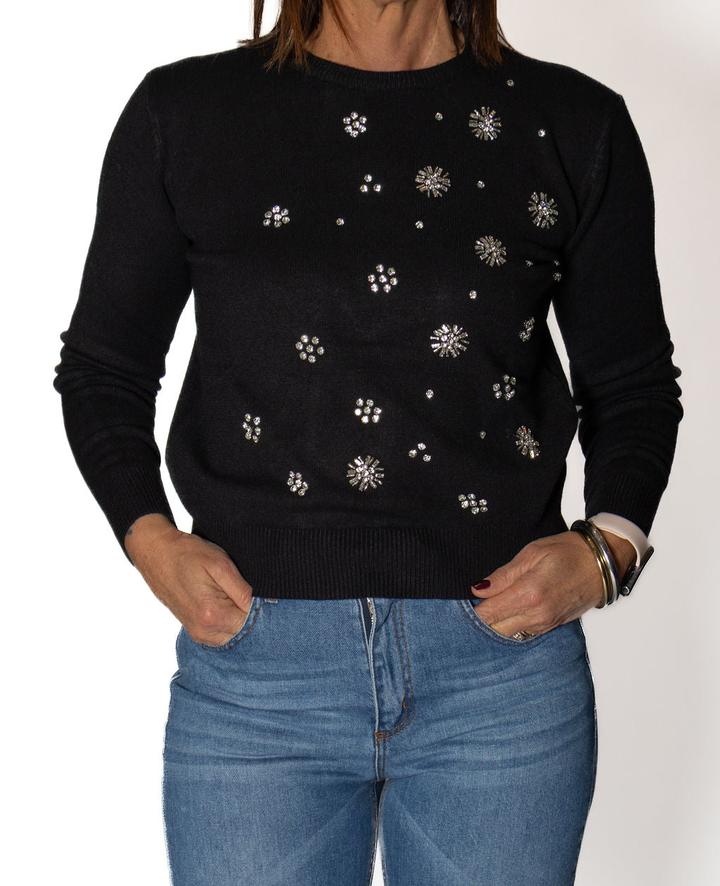 MOTEL MAGLIA SWAROVSKI NERO