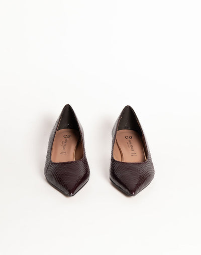 DIVINE FOLLIE DECOLLETE VERNICE PITONE BORDEAUX P3031